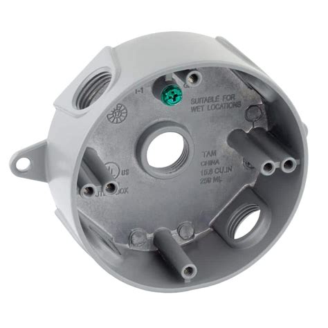 commercial electric 1/2 5-holes 4 in. round weatherproof box|ENERLITES 4” Diameter Round Weatherproof Outlet .